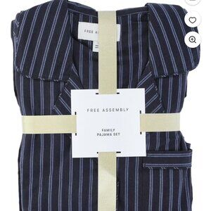 100% Cotton Pijamas Set Navy Striped
